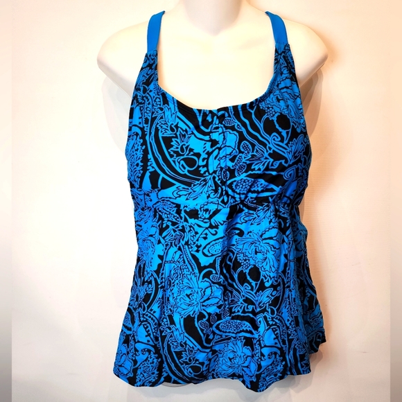 Swim New Tankini Swimsuit Top Blue Black Bathing Suit Tank Top Plus